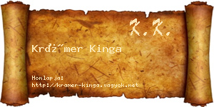 Krámer Kinga névjegykártya